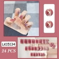 thumbnail image 1 of 24 Pcs Ongles Postiches Violet Raisin Pailletés Cube 3D Faux Ongles pour Femmes et Filles Colle Gelée, 1 of 9
