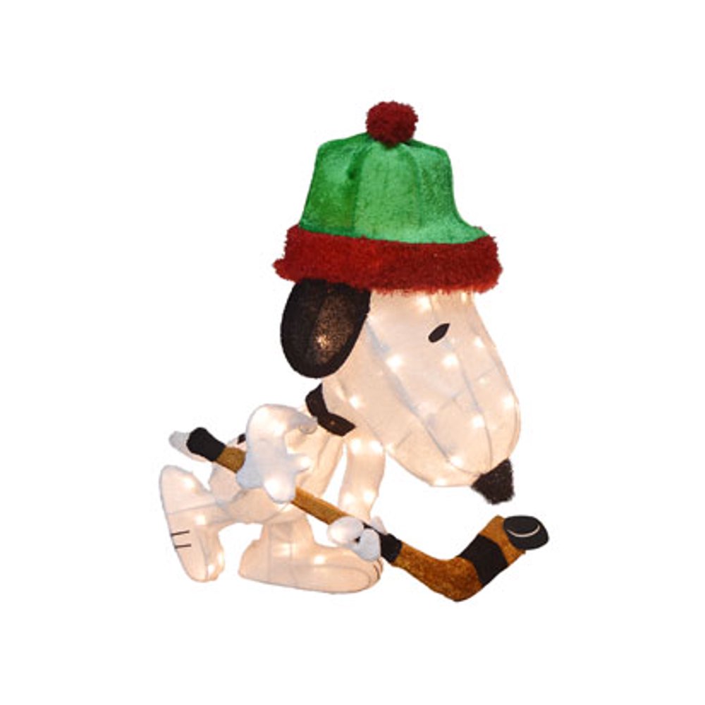 28" Peanuts Snoopy Adventures Snoopy Playing Hockey 70 LED Lights 3D PreLit Indoor/Outdoor