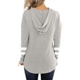thumbnail image 3 of Abcnature Womens Color Block Long Sleeve Pullover Hooded Side Split High Low Tunic Top Plus Size Tops for Ladies Autumn Winter Casual Loose Tunic Blouse Gray M, 3 of 6