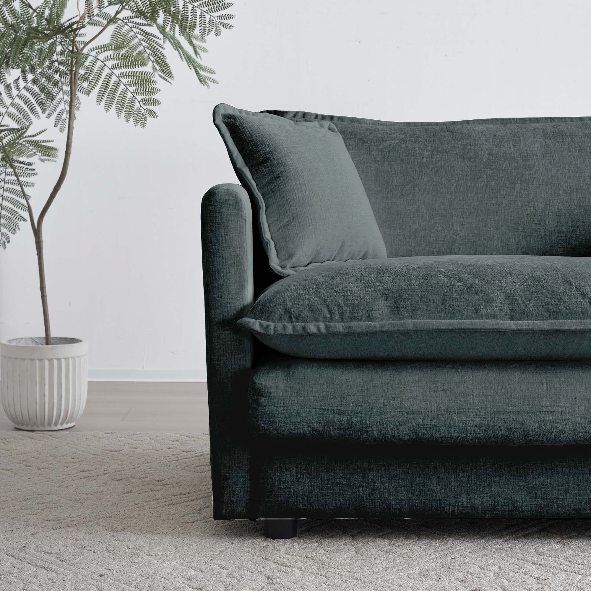 Ottomans With Storage Chenille Fabric Ottomans Footrest to Combine with 2 Seater Sofa, 3 Seater Sofa and 4 Seater Sofa, Grey Chenille,Large Ottomans