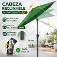 thumbnail image 2 of Sombrilla Plegable Para Exterior Jardin Playa Manivela 2.7m verde, 2 of 9