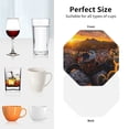 thumbnail image 4 of KLL Drink Coasters Set Octagon of 4,PU Leather Absorbent Coasters Set Decorative Coffee Cup Coasters Housewarming Gift for Home Decor-Lizard With Sunglasses Sunset, 4 of 5