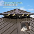 thumbnail image 6 of INTER HUT 12x12 FT Outdoor Hardtop Gazebo with Nettings and Curtains, Aluminum Frame Galvanized Double Roof Pavilion Gazebo, Brown Frame, 6 of 6