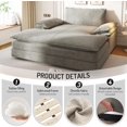 thumbnail image 6 of 80'' Oversized Chaise Lounge Chair Indoor, Cloud Sofa Couch, Modern Deep Seat Recliner, Upholstered Chenille Sleeper Loveseat with Large Pillow Arms for Living Room, Apartment, Balcony, Grey, 6 of 9