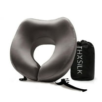 THXSILK Silk Neck Pillow for Traveling, 19 Momme Real Silk Travel Pillow for Pain Relief Sleeping, 100% Mulberry Silk Airplane Pillow, Anti Wrinkle Travel Pillow