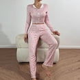 thumbnail image 7 of BRGZLK Womens Cute Long Sleeve Pajama Set Casual Floral Print Ribbed Top and Pants Sleepwear 2 Piece Pjs, 7 of 7