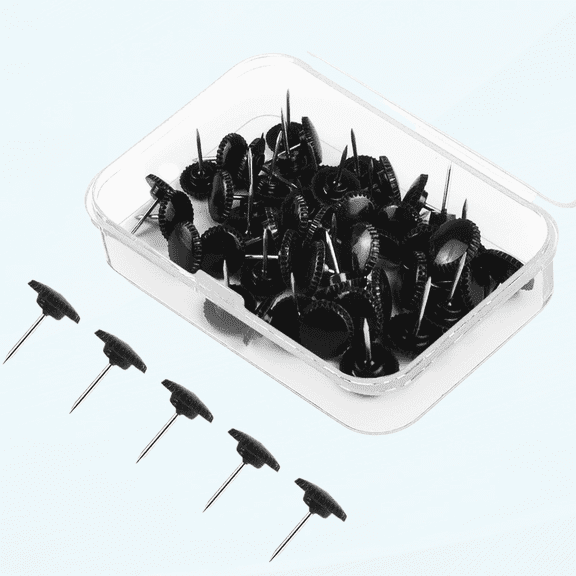 50 PCS Black Plastic Push Pins, Office Supplies Thumb Tacks for Wall, Wall Pins for Hanging, Standard Plastic Head and Steel Point Push Pins for Cork Board