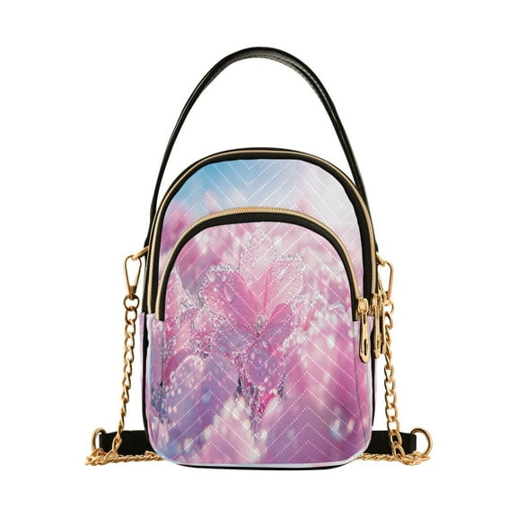 YAZAOO Cross Body Fashion Shoulder Waist Purse Bags Pink Flowers with Morning Dew Pocket Handbags