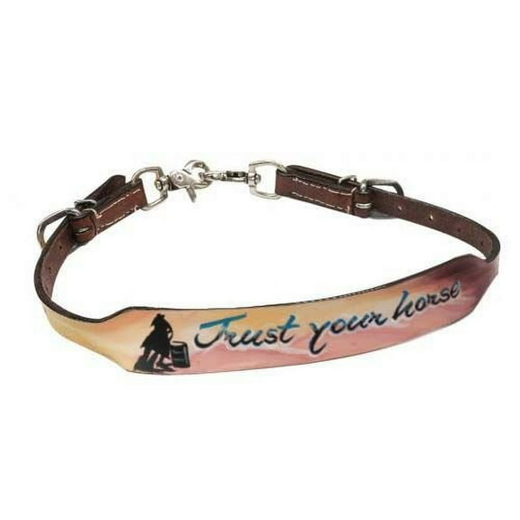 Showman Painted "Trust Your Horse" Leather Wither Strap w/ Barrel Racer Design