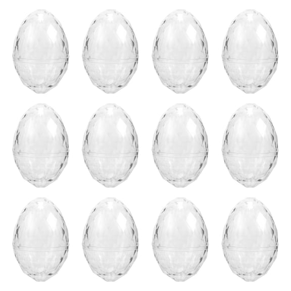 12 huevos transparentes, huevos de Pascua rellenables, suministros para la búsqueda de Pascua, decoraciones para el hogar, cajas de dulces, canastas Claro
