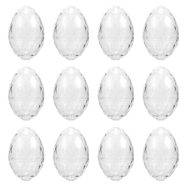 12 huevos transparentes, huevos de Pascua rellenables, suministros para la búsqueda de Pascua, decoraciones para el hogar, cajas de dulces, canastas Claro