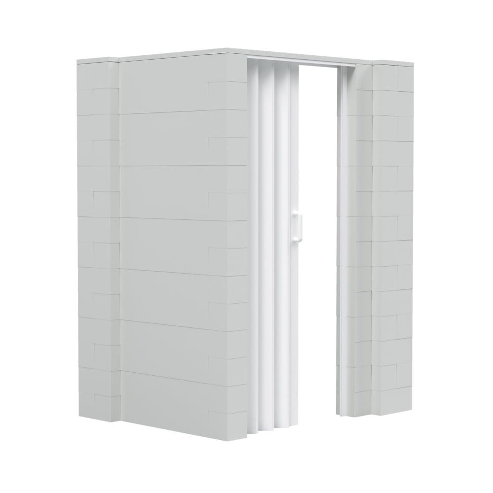 EverBlock 5’ x 4’ x 7’ Lactation Room Kit L-Shaped Wall with Accordion Door | 3’ x 7’ Doorway | Modular Building Blocks | Room Divider & Partition | Easy to Connect & Reuse | Indoor & Outdoor Use