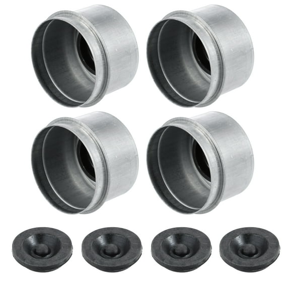 4pcs 1.98" Trailer Axle Dust Cap Cup Grease Cover with 4pcs Rubber Plugs Set for Trailer Camper RV