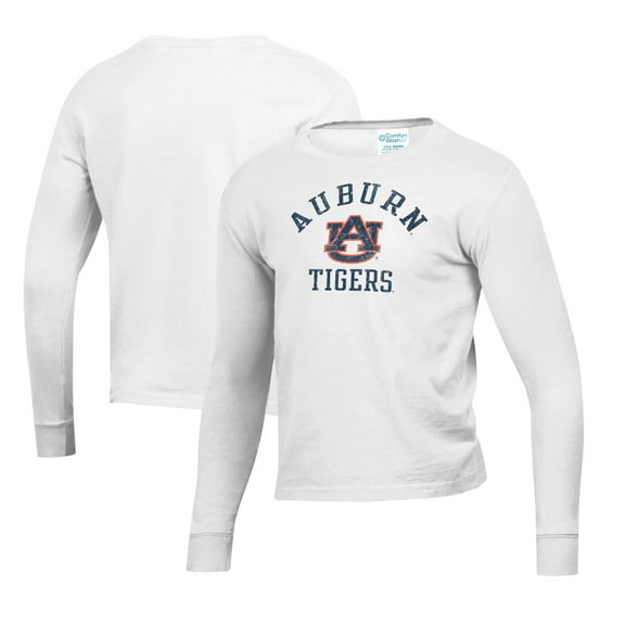 Youth  White Auburn Tigers Mascot Comfort Wash Long Sleeve T-Shirt