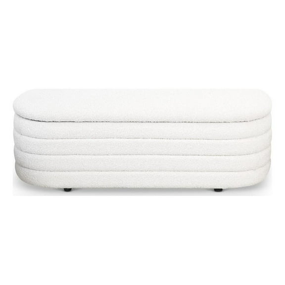 Calypso Mid-Century Modern16.73" Upholstered Fabric Bench in White