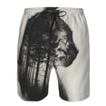 thumbnail image 3 of Susaid Double Exposure Cat Forest Print Men's Swim Trunks Hawaiian Bathing Mesh Lining Suit Swimsuits Beach Shorts with Pockets-Medium, 3 of 6
