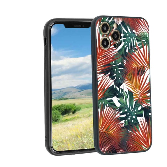 Tropical-Leaves-329 Phone Case, Degined for iPhone 12 Pro Max Case Men Women, Flexible Silicone Shockproof Case for iPhone 12 Pro Max