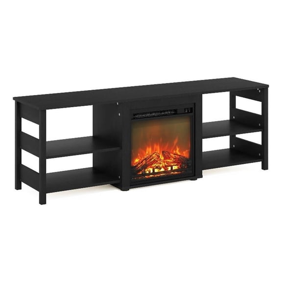 Pemberly Row Contemporary 70-inch TV Stand with Fireplace in Americano