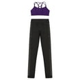 thumbnail image 3 of TiaoBug Kids Girls Sleeveless Crop Tops and Sparkly Leggings Activewear Set Yoga Gymnastics Workout Outfits Purple 6, 3 of 5