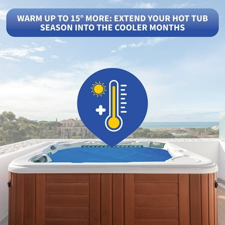 Blue Wave 12-mil Solar Blanket for Hot Tubs - 7-ft x 8-ft Rectangular Spa Cover with UV-Resistant Thermal Bubbles