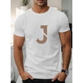 thumbnail image 1 of Camiseta informal de verano con estampado J para hombre, cuello redondo, manga corta, algodón (no transparente). Ideal para adultos, hombres, mujeres, adolescentes, jóvenes y para el tiempo libre., 1 of 5