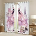 thumbnail image 2 of Pink Girly Dress 30%-50% Blackout Curtains Women Eiffel Tower Paris Curtains Tie-Dye Bedroom Curtains Modern Fashion Pink High Heels Romantic Makeup Themed Perfume Print Window Curtains,84"Wx63"L, 2 of 5