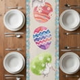 thumbnail image 4 of Table Runner 70 Inches Long for Kitchen Dining, Easter Dresser Scarf Farmhouse, Dining Table Decorations for Wedding/Parties, Colorful Eggs Rabbit Flowers Leaves Blue Plaid 13 x 70 In, 4 of 8