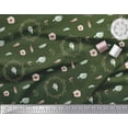 thumbnail image 2 of Soimoi Green Poly Georgette Fabric Wreath & Bird Print Sewing Fabric Yard 42 Inch Wide, 2 of 3