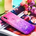 thumbnail image 6 of Mignova iPhone X , iPhone Xs Flash Case, Durable and Cute Colorful Quicksand Series Bling Diamond Flowing Liquid Floating Shockproof Cover case for Apple iPhone X , iPhone Xs 5.8 inch - Red+Purple, 6 of 6