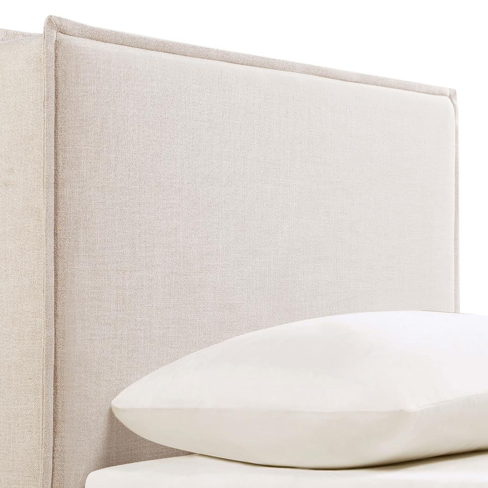 Sand Upholstered Headboard - 44" Twin Size Headboard with Flange Detail, Pine Frame