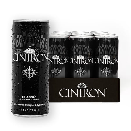 Cintron Sparkling Caffeinated Energy Drink Classic 12PK- Healthy Alternative W/ Less Calories