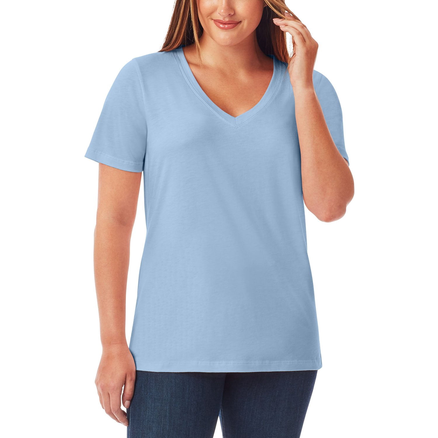 Mae Women's V-Neck Short Sleeve T-Shirt – Super Soft Lounge Tee For Everyday Comfort