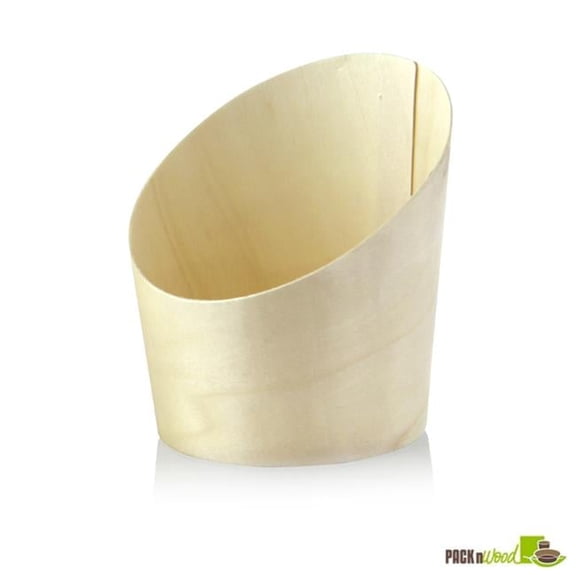 Packnwood 210WFRY3 9.5 oz Slanted Wood Cup - 3 in. Dia. - 4 & 2 in.
