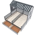 thumbnail image 4 of Wooden Bed Frame with Roof and Window, Bedroom Furniture with Roof and Fence, Double Twin Size House Platform Beds with Two Drawers, 4 of 7