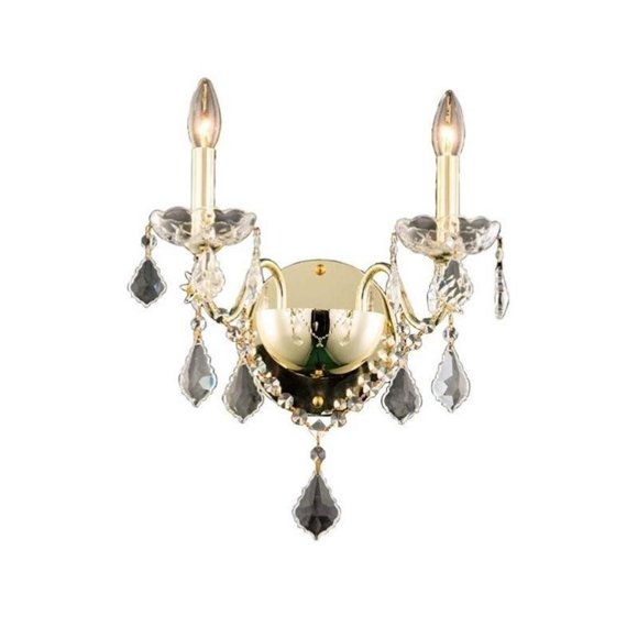 Elegant Lighting St. Francis Transitional 2 Light Royal Crystal Gold Wall Sconce
