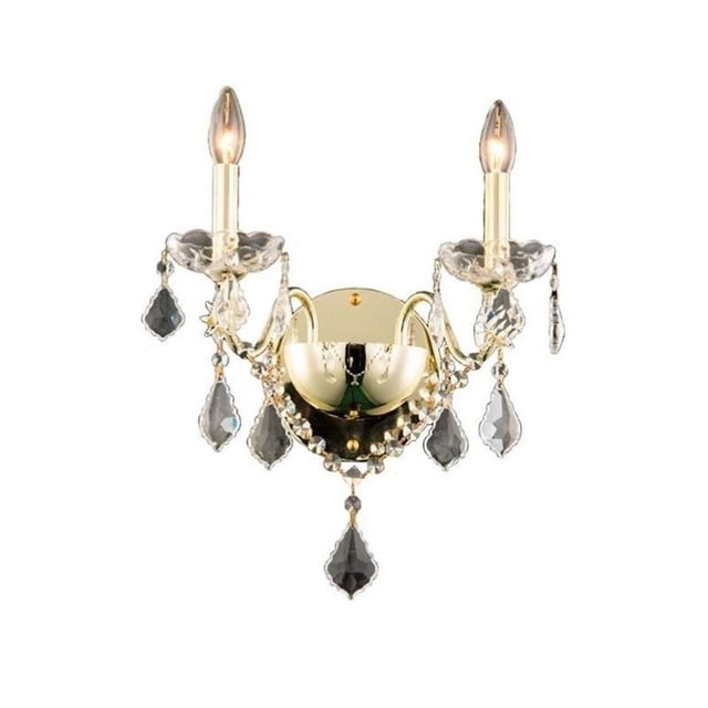 Elegant Lighting St. Francis Transitional 2 Light Royal Crystal Gold Wall Sconce