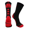 thumbnail image 2 of MadSportsStuff Basketball Logo Athletic Crew Socks, Medium - Black/Scarlet, 2 of 10