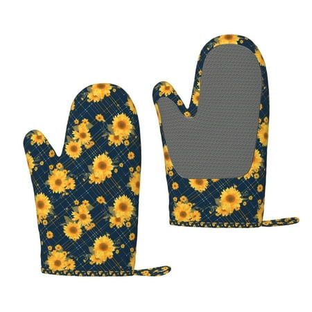 

Matuu Blue Striped Sunflower A for Silicone Oven Gloves Heat Resistant Grilling Gloves Non-Slip Silicone Oven Mitt Great for Grilling Kitchen and Cooking