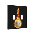 thumbnail image 2 of PAYOHTO Toggle Light Switch Wall Plate Baseball on Fire Black Double Switch Cover Standard Size 2-Gang 4.50" x 4.5" Unbreakable Polycarbonate Thermoplastic, 2 of 6