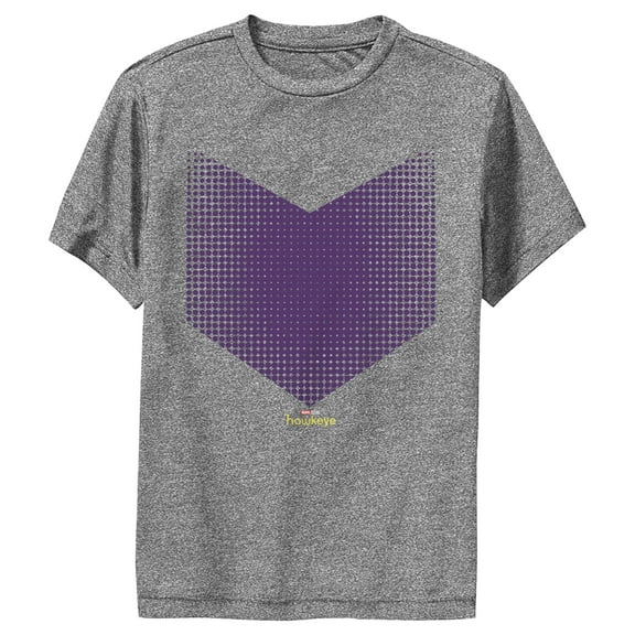 Boy's Marvel Hawkeye Halftone Arrow Icon Performance Graphic Tee Charcoal Heather Small