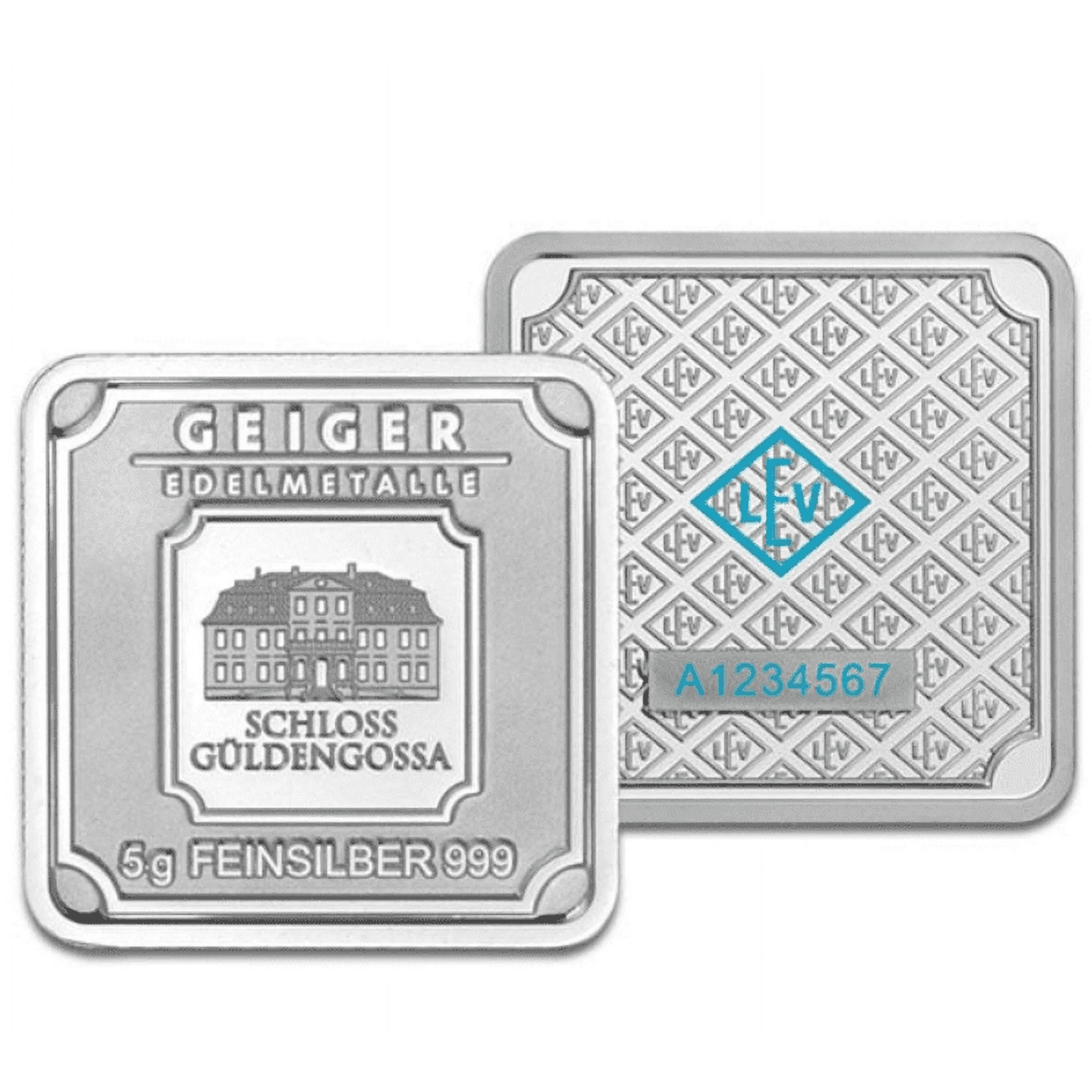 Geiger Edelmetalle Original 5 Gram Silver Square - Raw / Loose / No Capsule