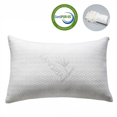 LANGRIA Luxury Bamboo Shredded Memory Foam Bed Pillow with Adjustable Thickness and Firmness for Comfort, Breathable Hypoallergenic Washable Cover, CertiPUR-US (Best Memory Foam Pillow 2019)