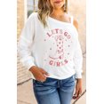 thumbnail image 3 of ABPHQTO Top con un hombro descubierto y estampado gráfico de Let's Go Girls Boots beige para mujer, 3 of 5