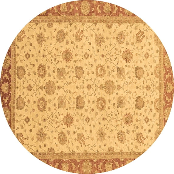 Ahgly Company Indoor Round Abstract Brown Modern Area Rugs, 5' Round