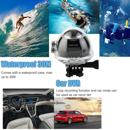 CNMODLE black HD Panoramic Mini Action Camera 0.96 Inch Display HD Sport VR Camcorder