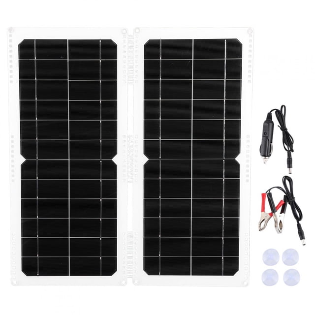 Panel solar portátil de 20W y 12V, placa de cargador monocristal plegable para viajes al aire libre y Camping