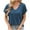 Blue, variant on Summer Shirts for Womens Fashion Plus Size Solid Color V-neck Stripe Knitted Short Sleeved With A Slit At The Hem