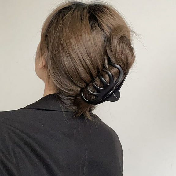 2 Pieces Large Black Hair Claw Clips, Banana Jaw Clips, French Style Shell Barrettes, Hair Accessories for Women and Girls