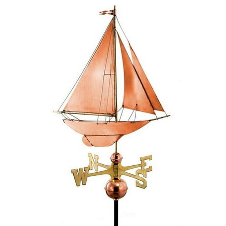 Good Directions Racing Sloop Weathervane, Pure Copper - 24"L