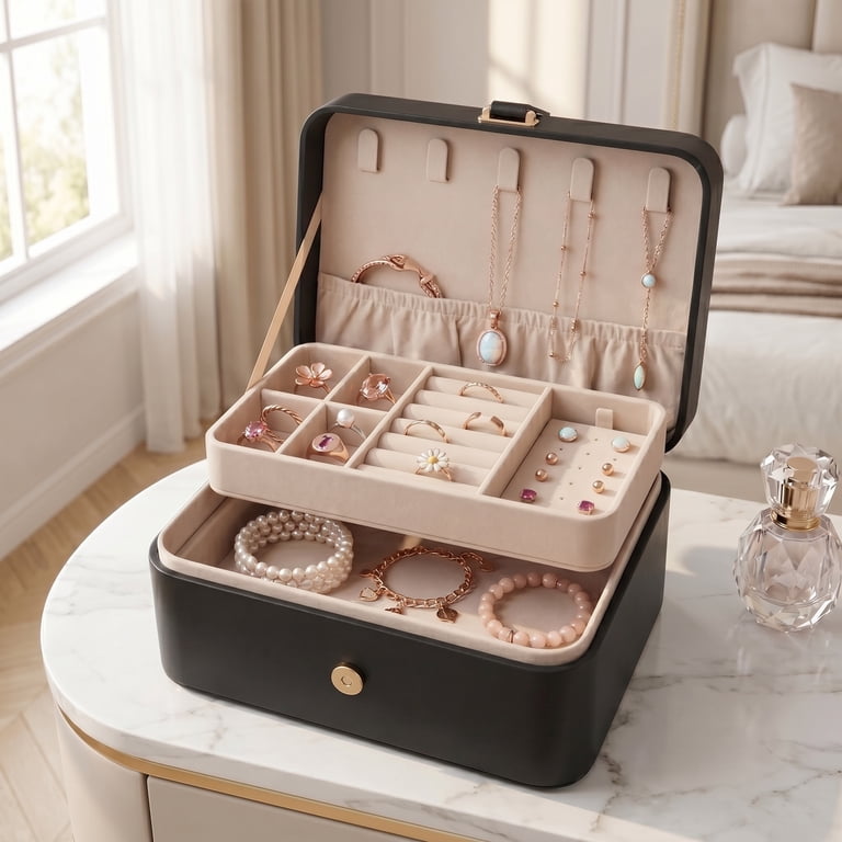 2-Layer Travel Jewelry Case, Gray photo 8